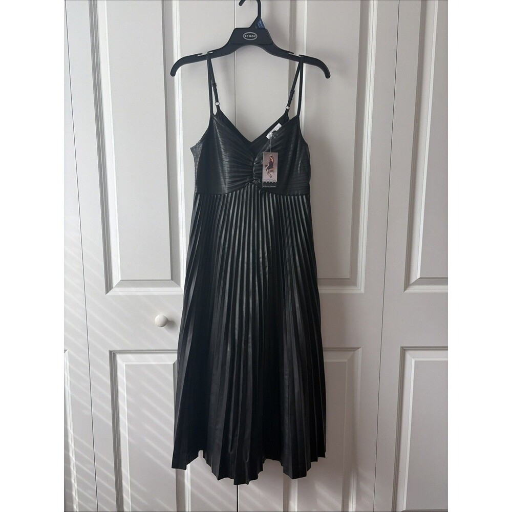 NWT Sofia Jeans by Sofia Vergara Black Pleather Mid Calf Dress Size XS